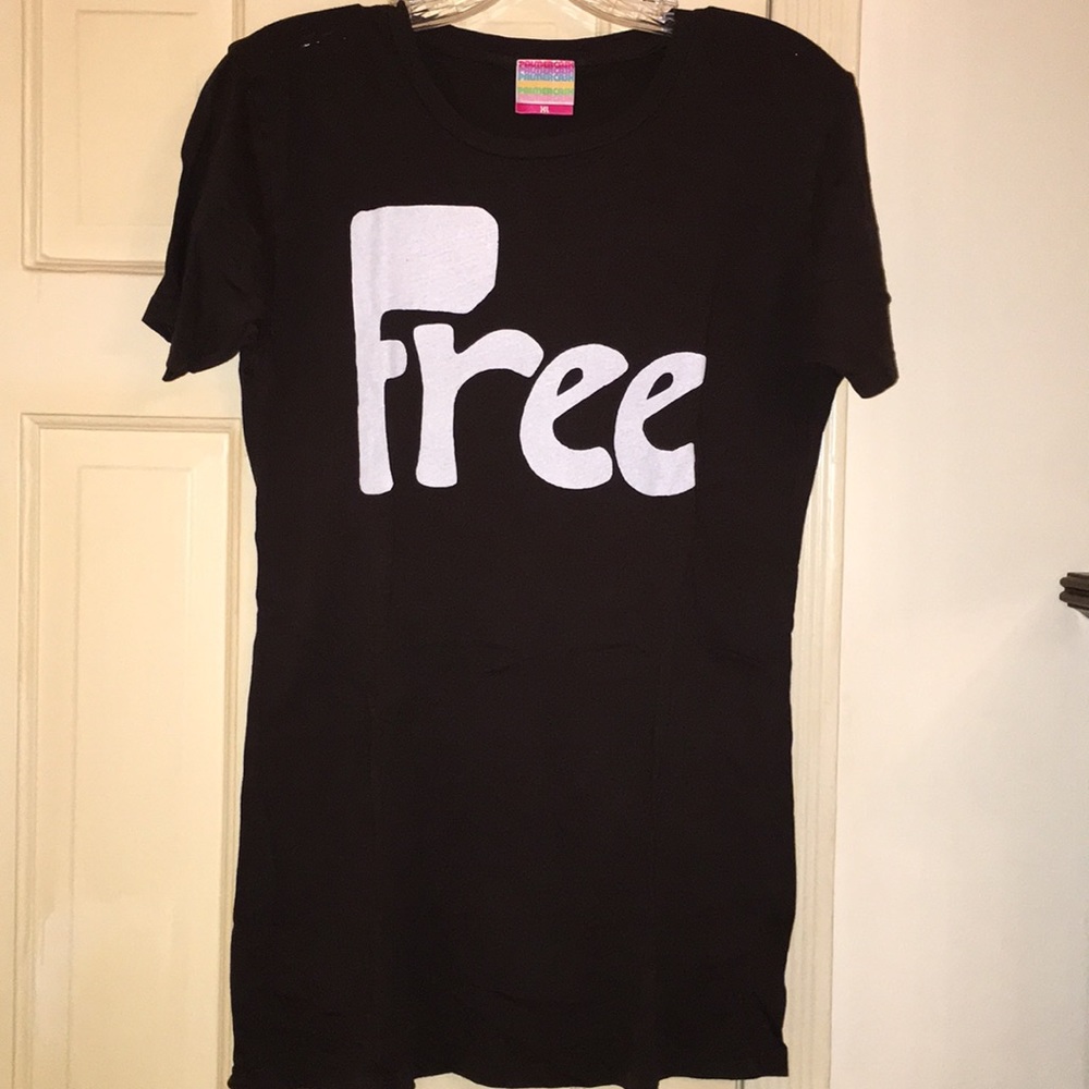 Long brown cotton tee with free stencil design